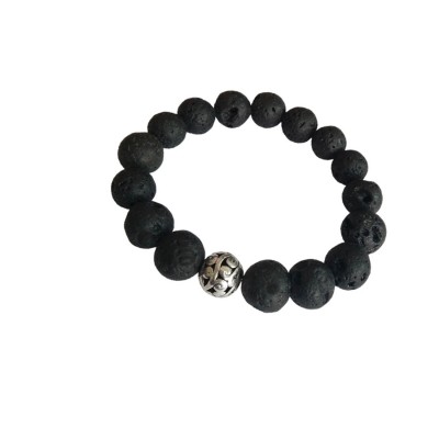 Grounded Brass Bead Lava Stone Bracelet